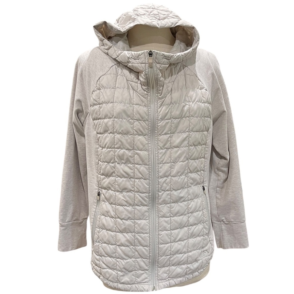 The North Face ThermoBall Quilted Zip Up Hooded Puffer Jacket SZ XL Women’s Grey